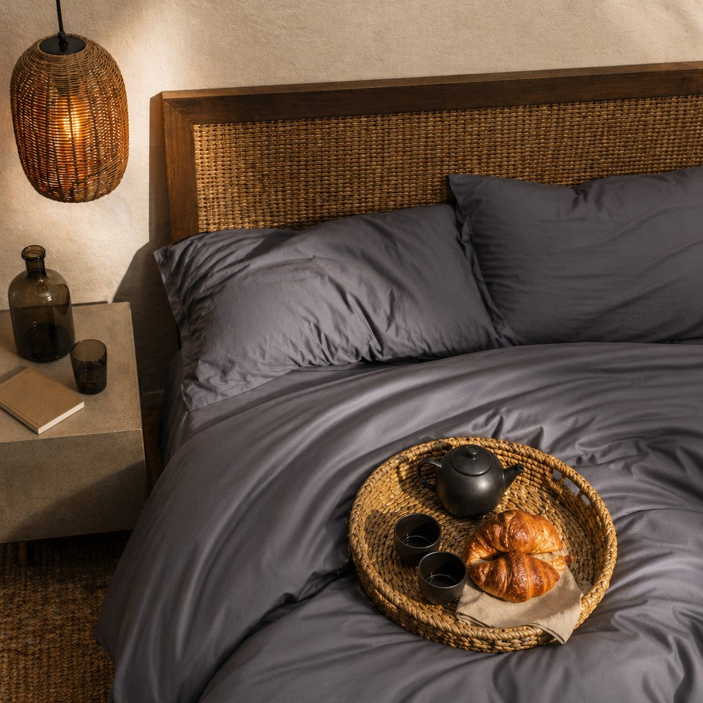 Qelune Bamboo Duvet Cover Set – Cooling Organic Bamboo Bedding in Charcoal