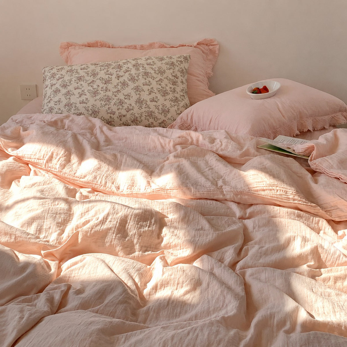 Roselle Pastel Color Ruffle Cotton Bedding Set G114