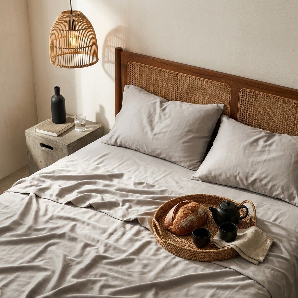 Qelune Bamboo Sheet Set 鈥?Cooling Organic Bamboo Bedding in Sand