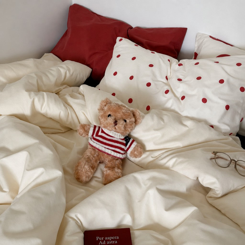 Vintora Relax Style Polka Dot Cotton Bedding Set for Master Bedroom and Dormitory G85