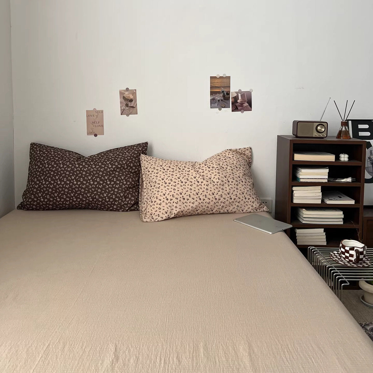 French Aesthetic Vintage Brown Flowers Bedding Set