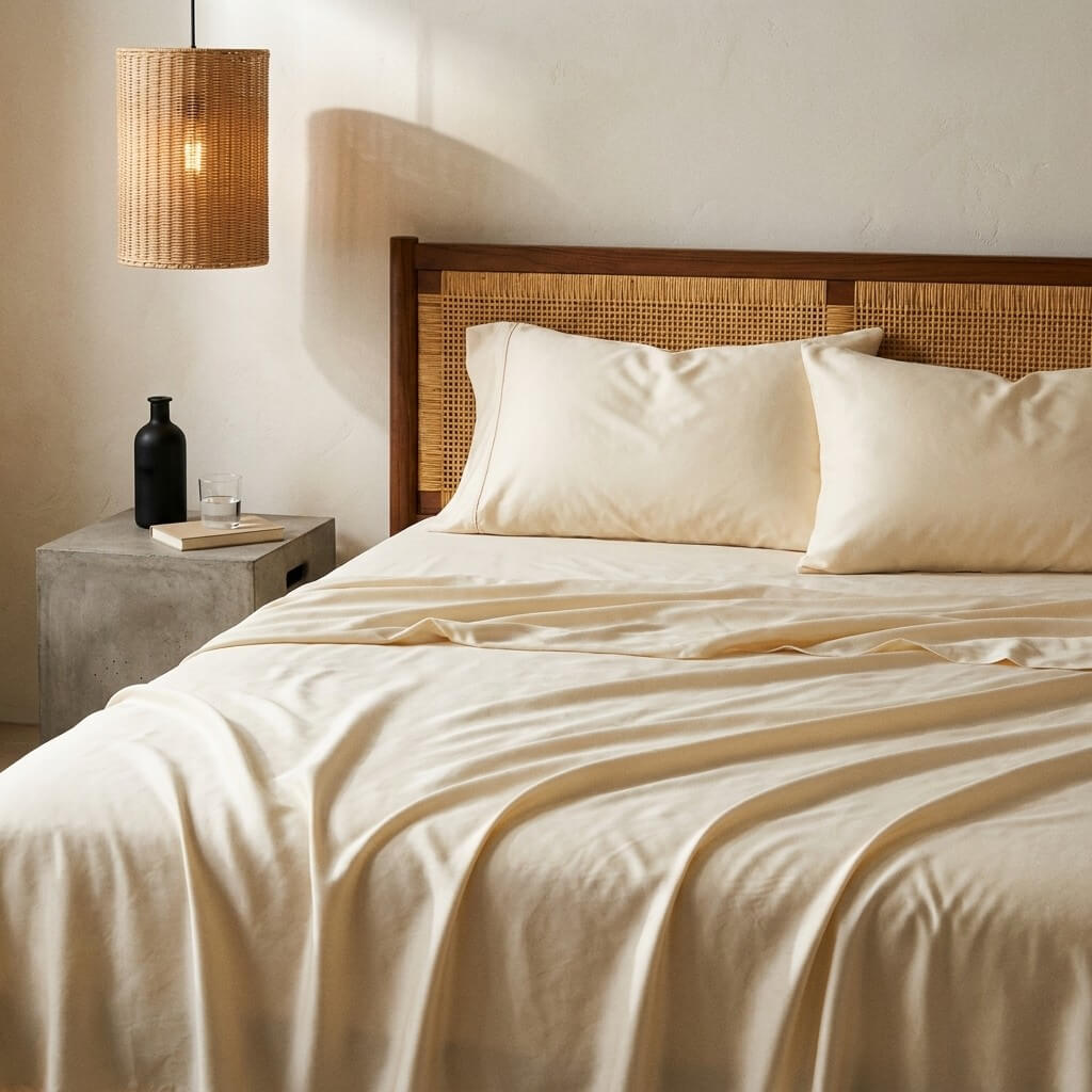 Qelune Bamboo Sheet Set – Cooling Organic Bamboo Bedding in Elegant Ivory