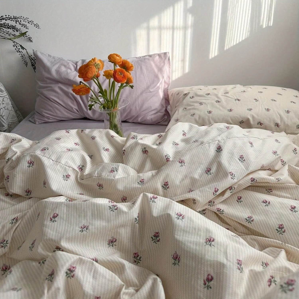 Vintage Grandmacore Floral Print Bedding Set