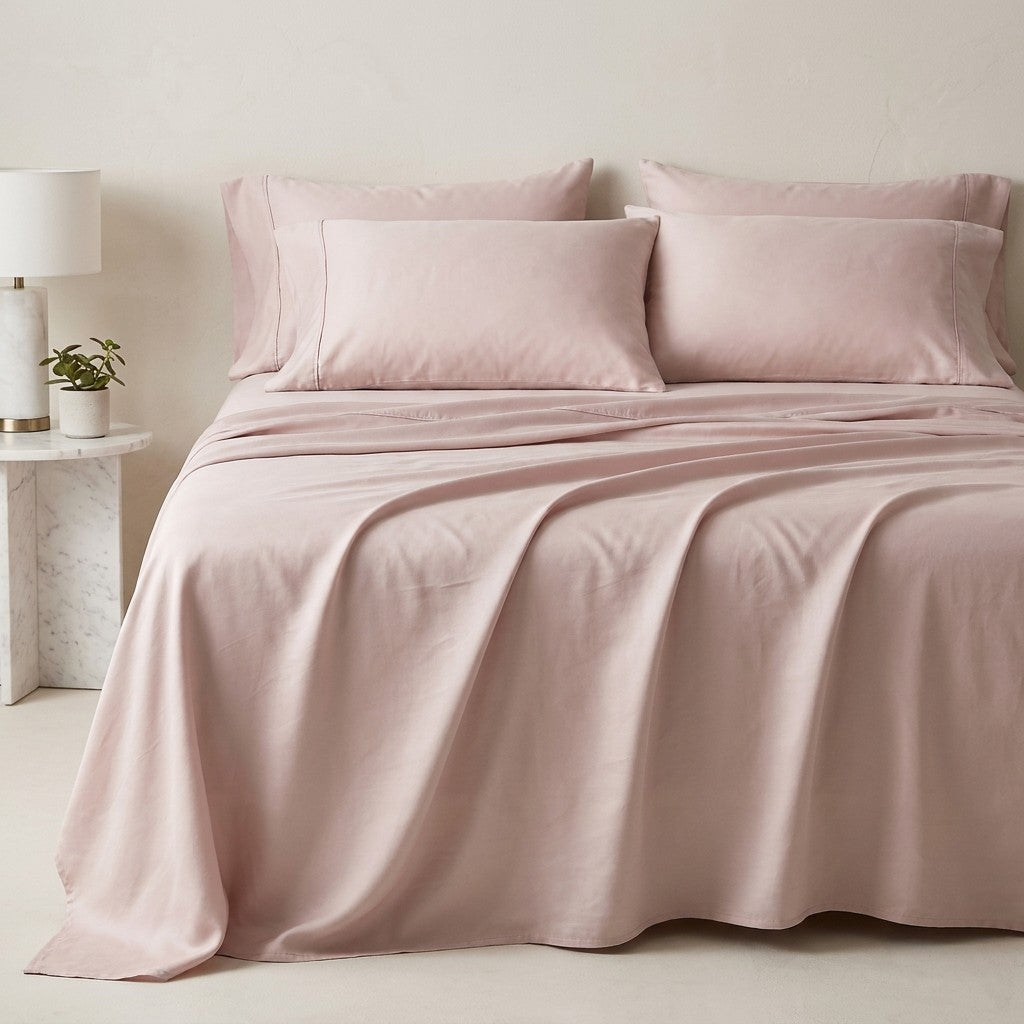 Qelune Bamboo Sheet Set 鈥?Cooling Organic Bamboo Bedding in Soft Blush