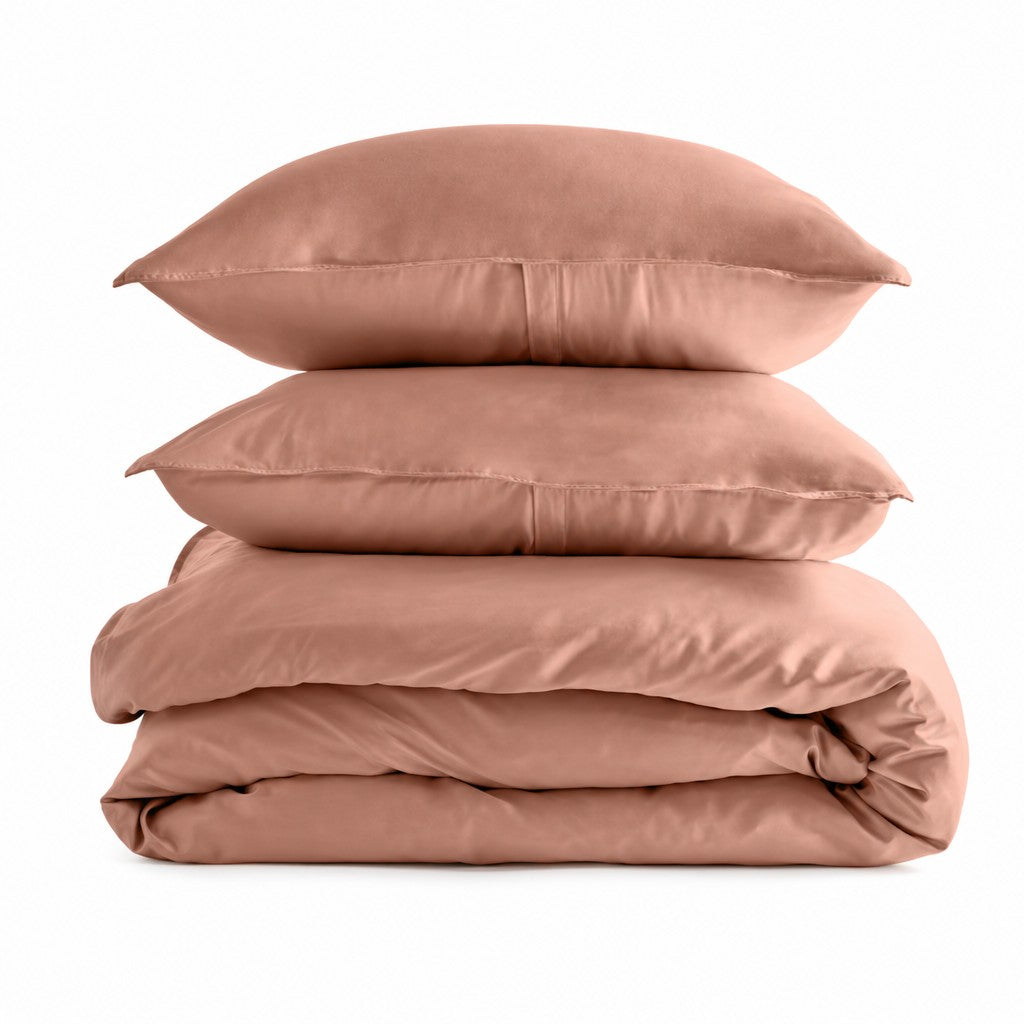 Qelune Bamboo Duvet Cover Set 鈥?Cooling Organic Bamboo Bedding in Clay