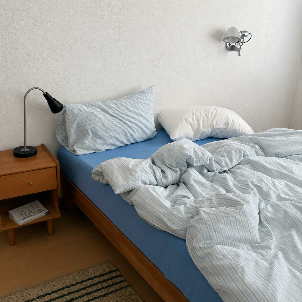 Vintora Scandinavian Blue Stripe Cotton Bedding Set G118