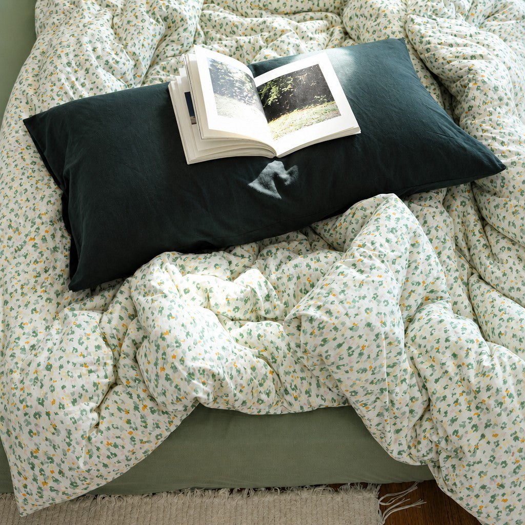 Roselle Green Floral Print Cotton Bedding Set
