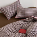 Vintora Retro Inspired Plaid Cotton Bedding Set with Breathable Washed Cotton G103