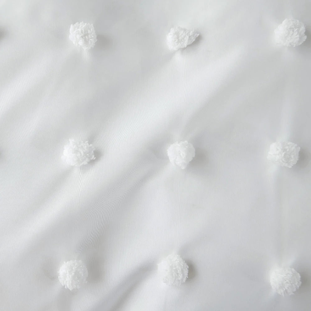 White Pom Pom Bedding Set