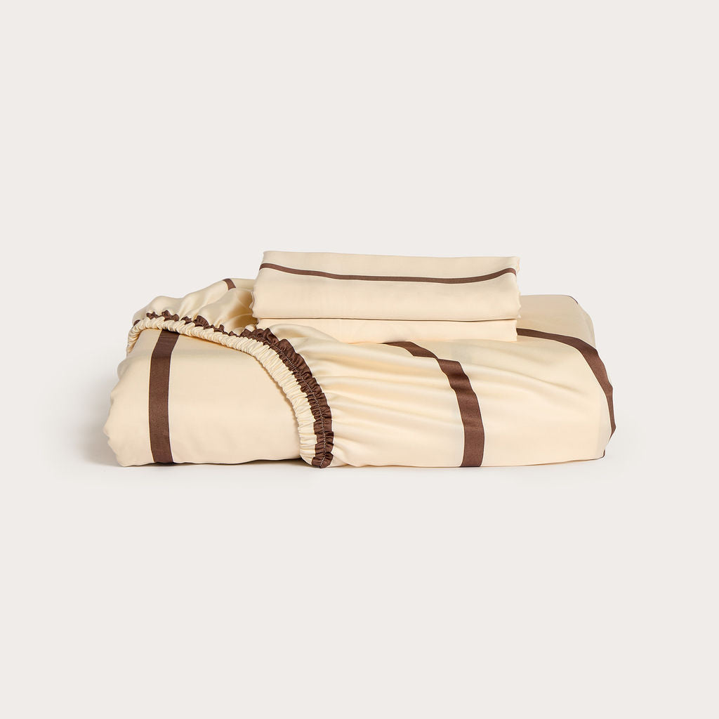 Chocolate Stripe Bamboo Fitted Sheet