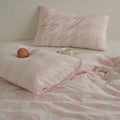 Viatora Pink Plaid Cotton Bedding Set Breathable  Wicking for All Seasons G76