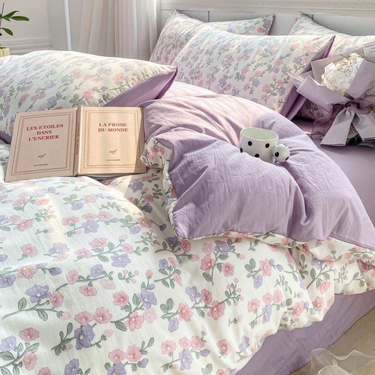 Soft Lavender Floral Bedding Set