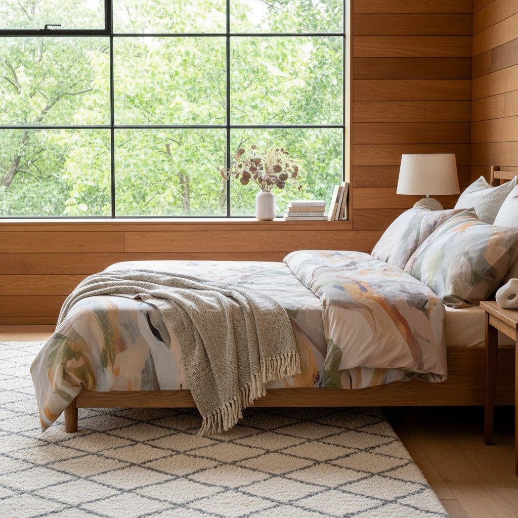 Oil Painting Design Bamboo Bedding Set
