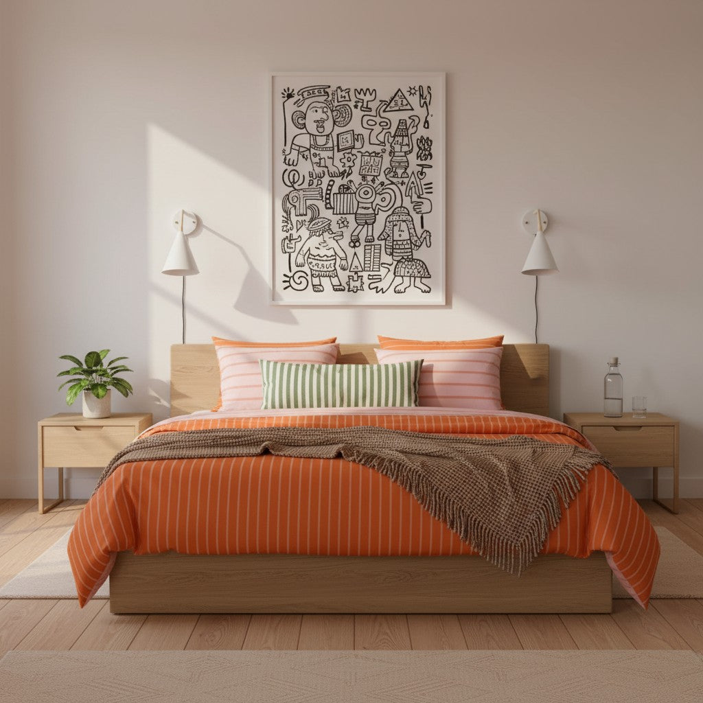Qelune Cooling Bamboo Stripe Bedding Set