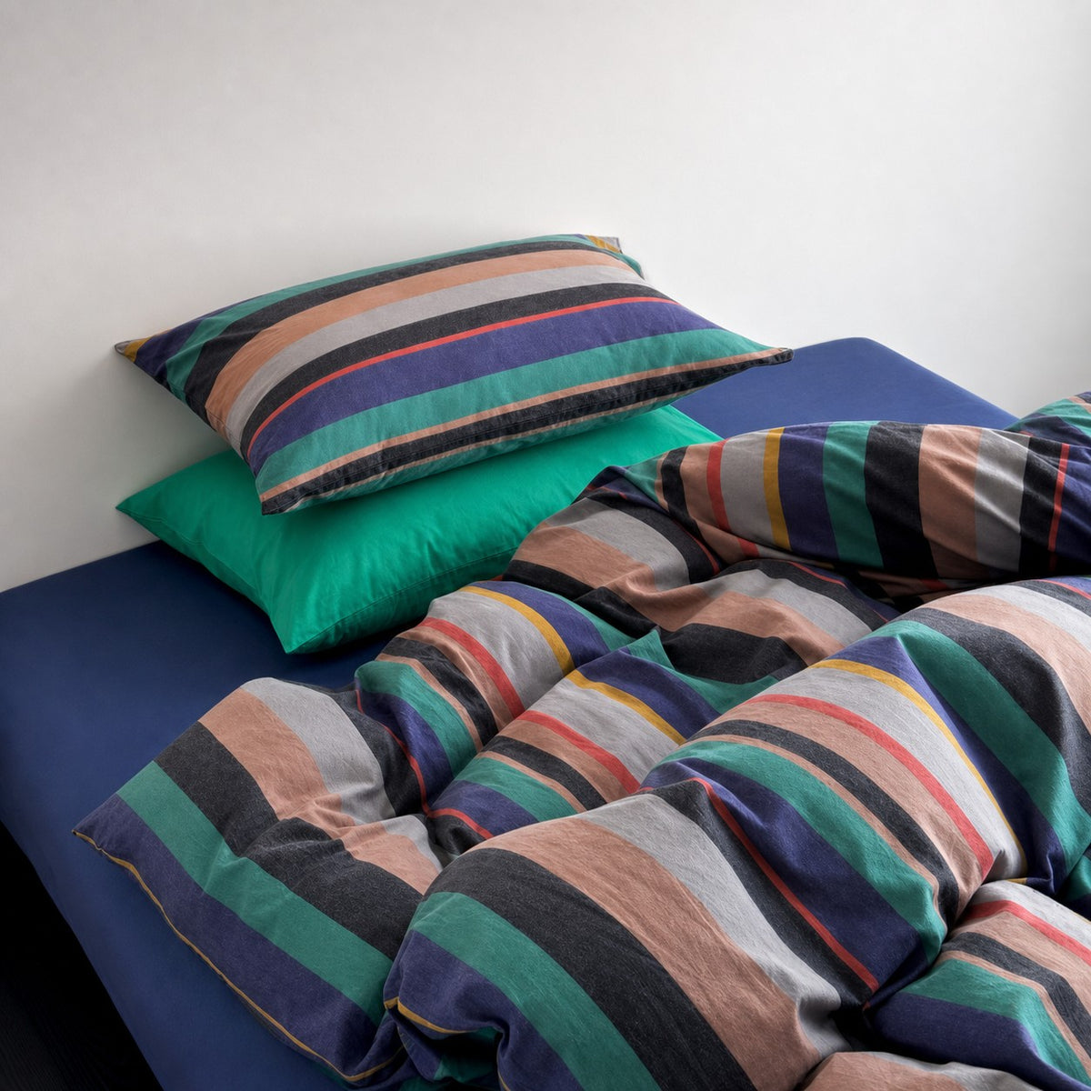 Vintora Vintage BV Green Striped Cotton Bedding Set G98