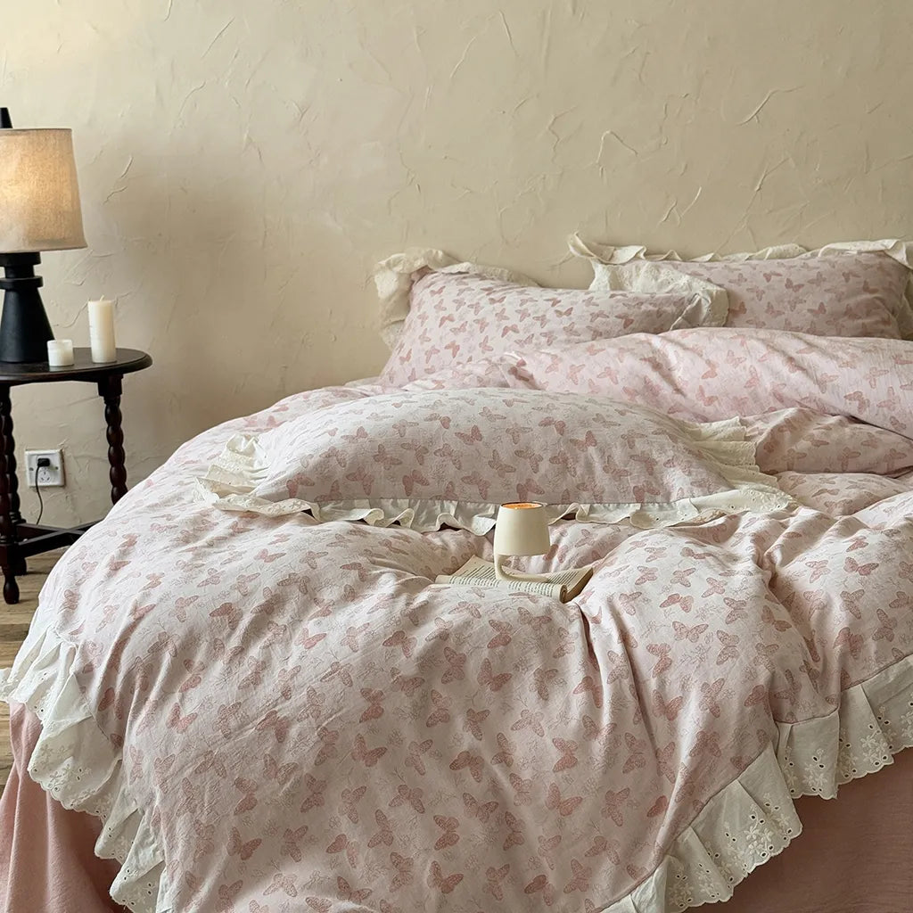 Romantic Butterfly Embroidery Bedding Set