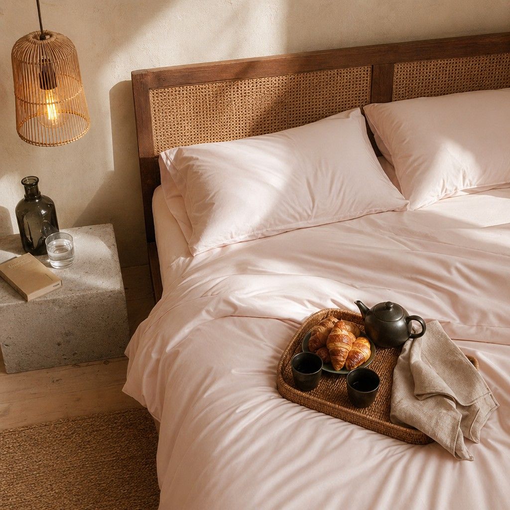 Qelune Bamboo Duvet Cover Set – Cooling Organic Bamboo Bedding in Soft Blush