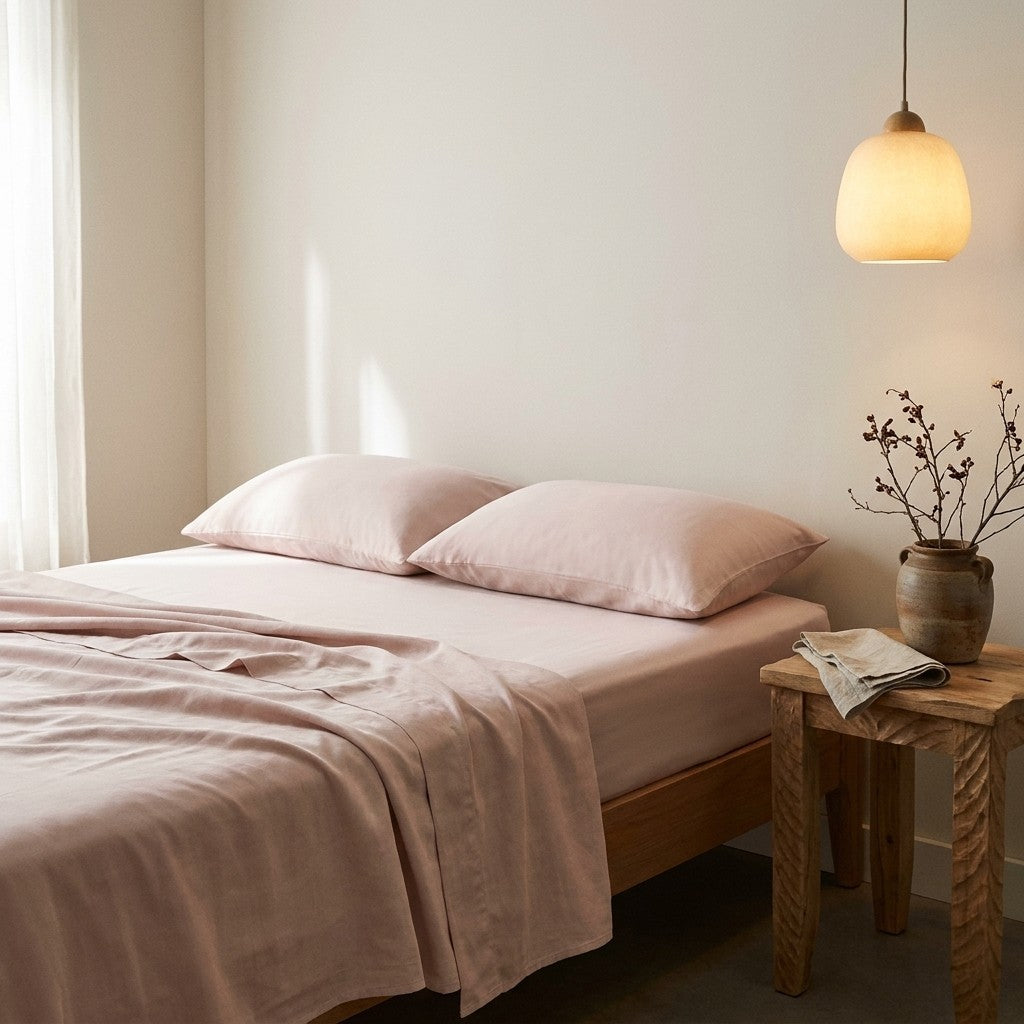 Qelune Bamboo Sheet Set 鈥?Cooling Organic Bamboo Bedding in Soft Blush