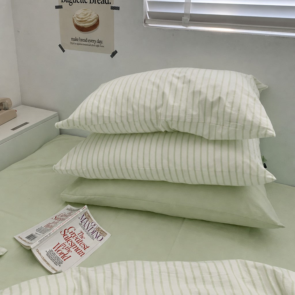Vintora Soft Washed Cotton Stripe Bedding Set G91