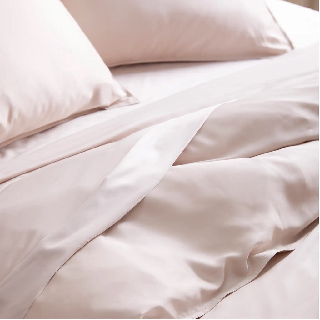Qelune Bamboo Duvet Cover Set – Cooling Organic Bamboo Bedding in Soft Blush