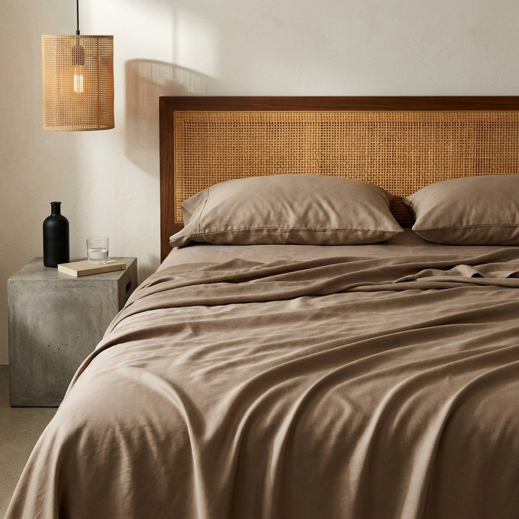 Qelune Bamboo Sheet Set – Cooling Organic Bamboo Bedding in Elegant Walnut