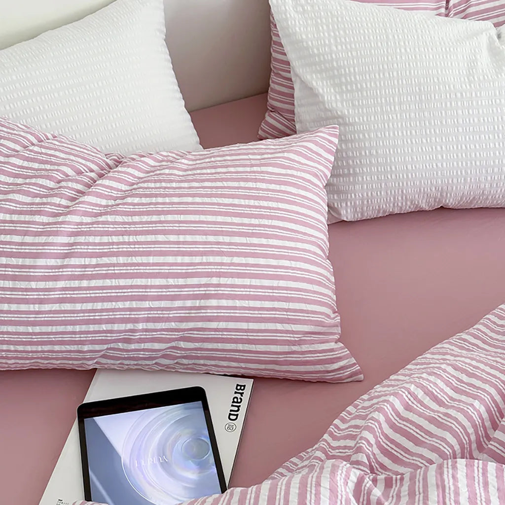 Bubble Pink Stripes Bedding Set
