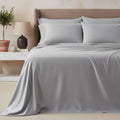 Qelune Bamboo Sheet Set – Cooling Organic Bamboo Bedding in Light Grey