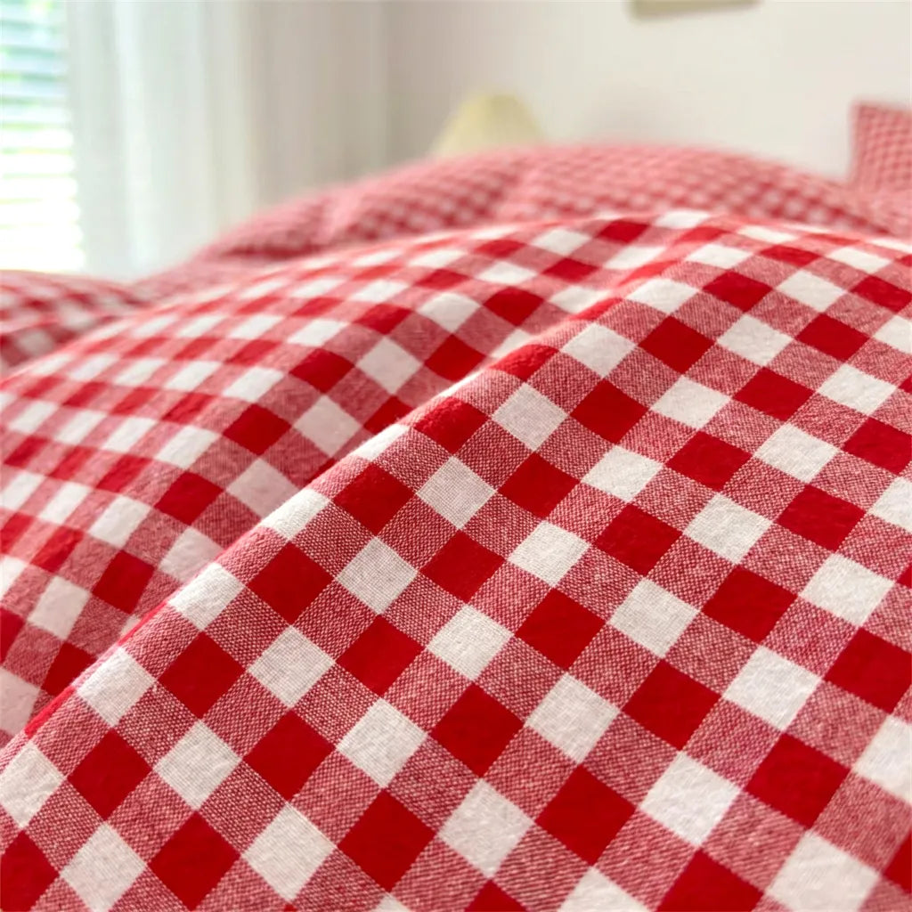 Vintage Red Gingham Duvet Cover
