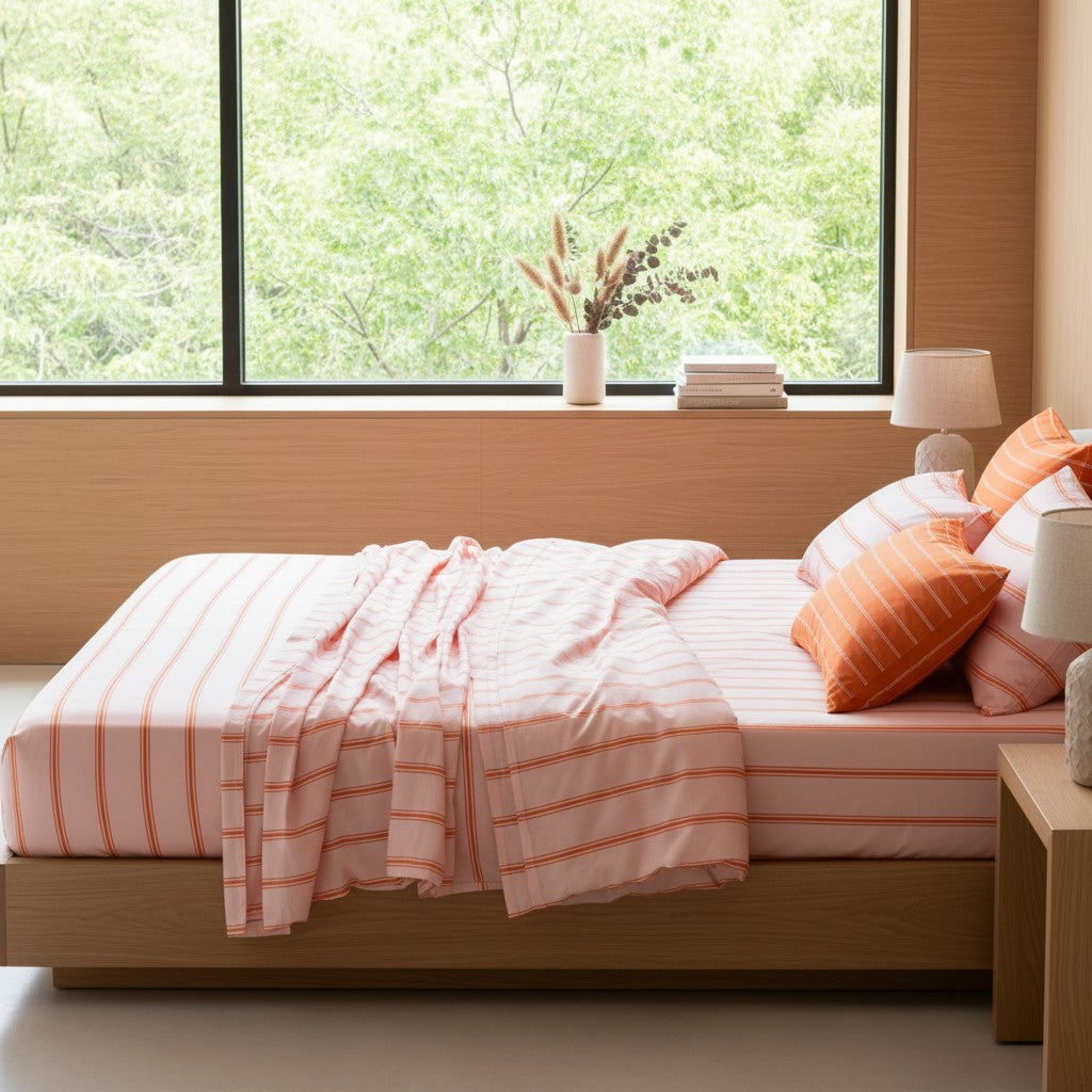 Qelune Cooling Bamboo Stripe Bedding Set