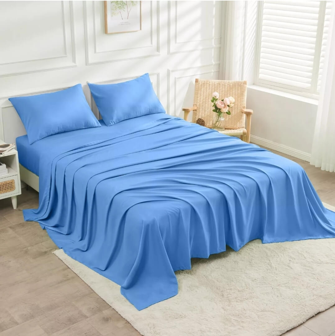 Bamboo Blend Bedsheet Set - Ultra Soft Microfiber Bedding Set (Ocean)