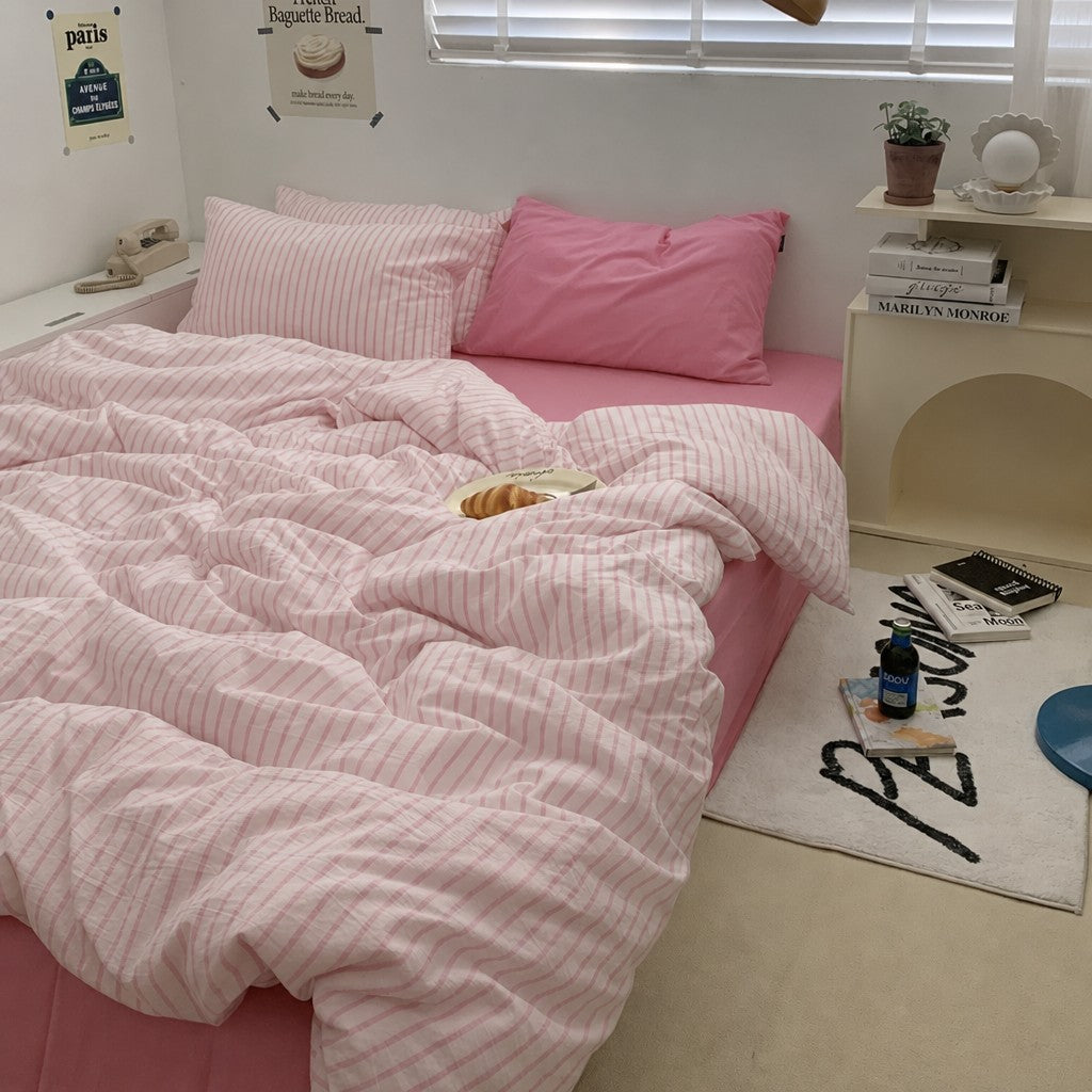 Vintora Soft Washed Cotton Stripe Bedding Set G91