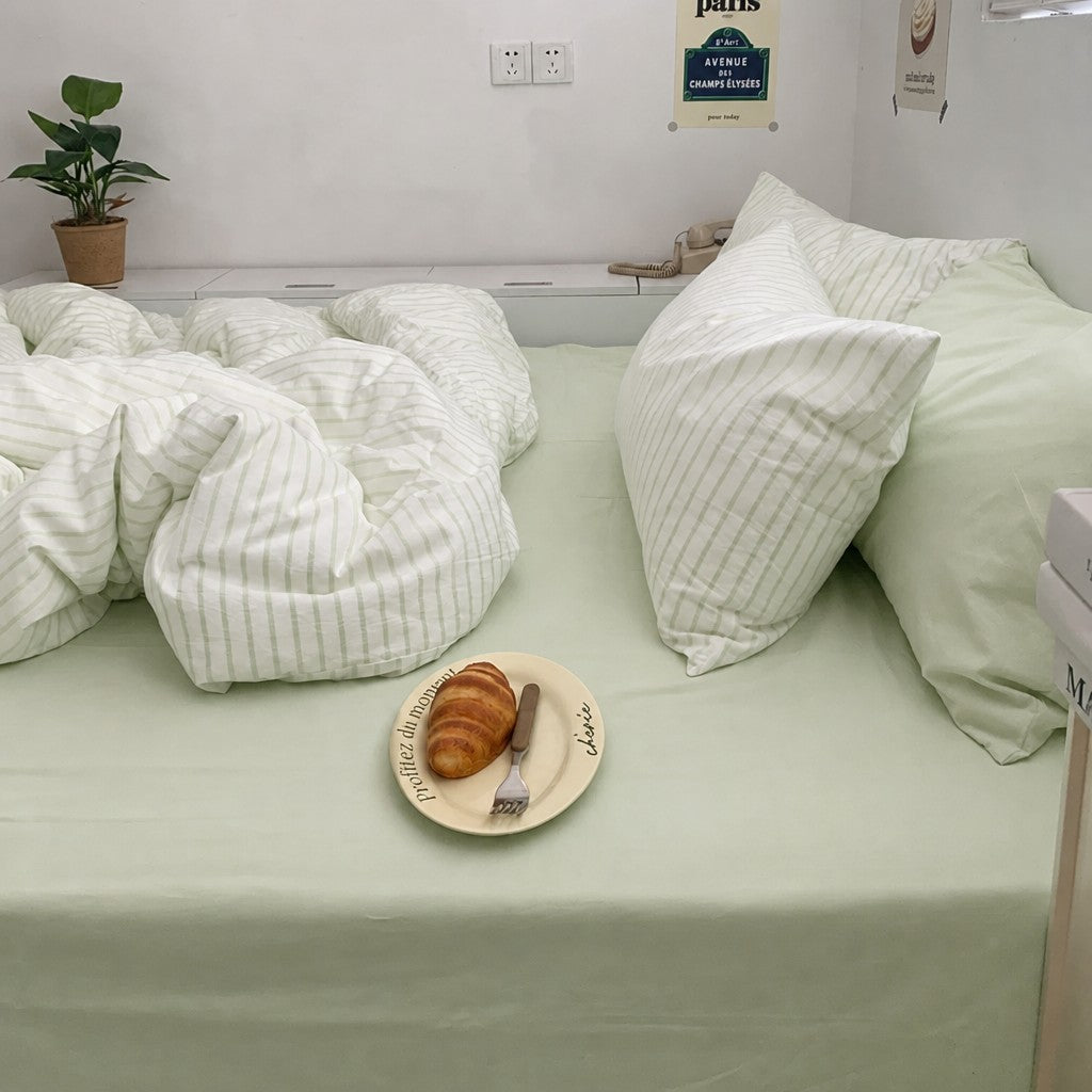 Vintora Soft Washed Cotton Stripe Bedding Set G91