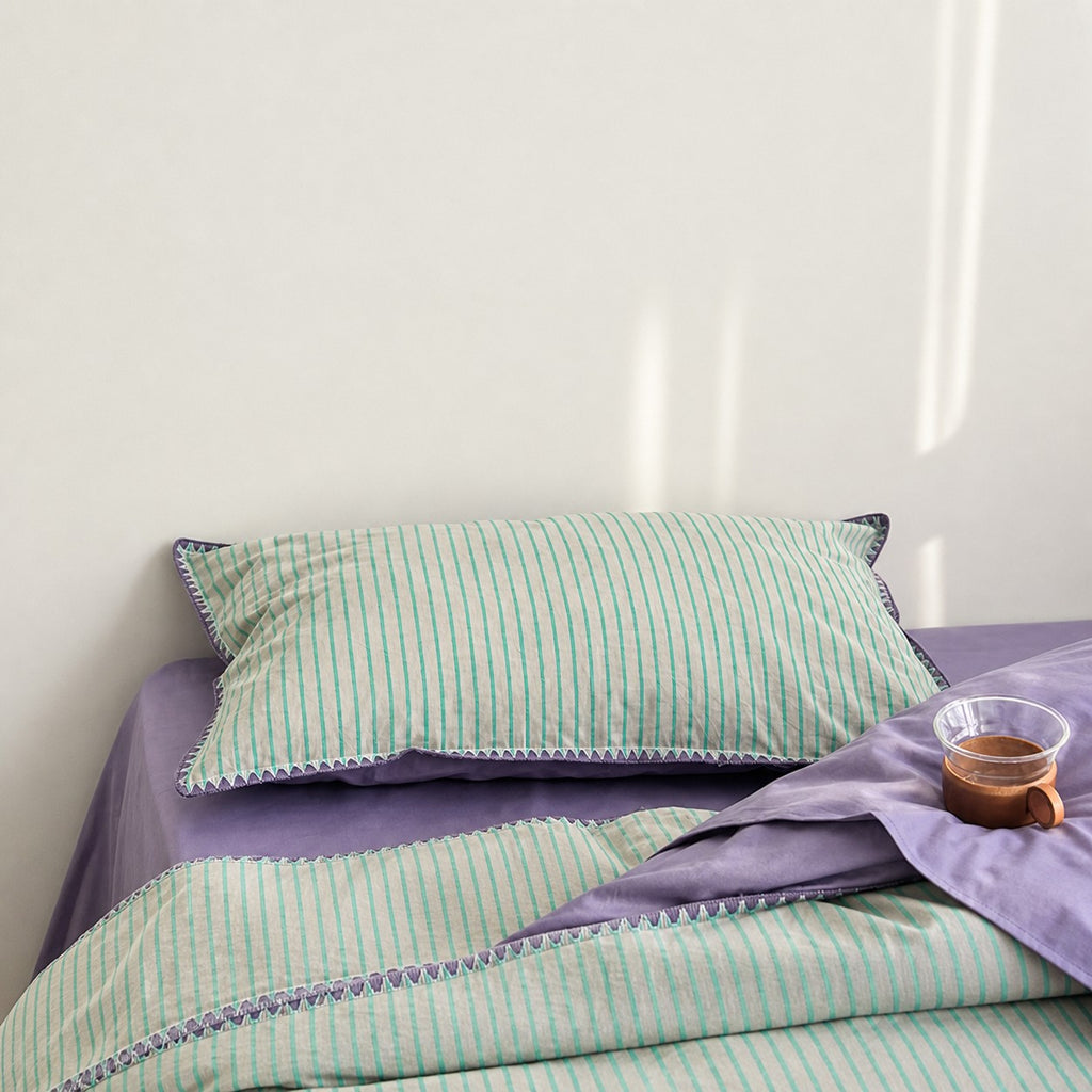 Vintora Soft Cotton Piped Stripe Bedding Set G96