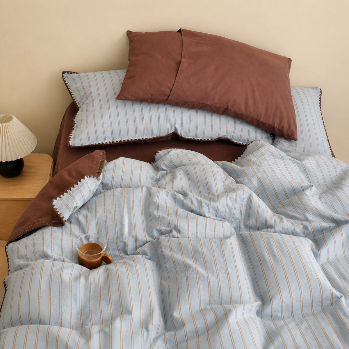 Vintora Soft Cotton Piped Stripe Bedding Set G96