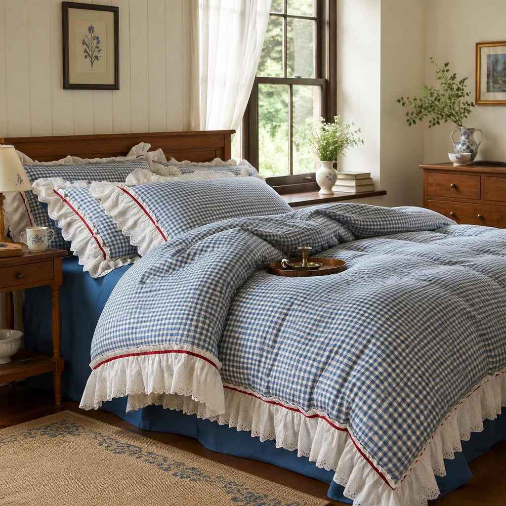 Roselle French Cottage Double Gauze Cotton Ruffle Bedding Set G110