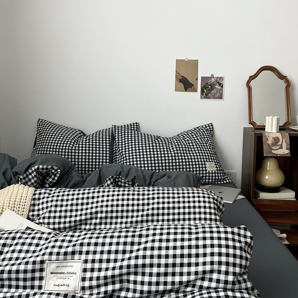 Classic Black Gingham Bedding Set