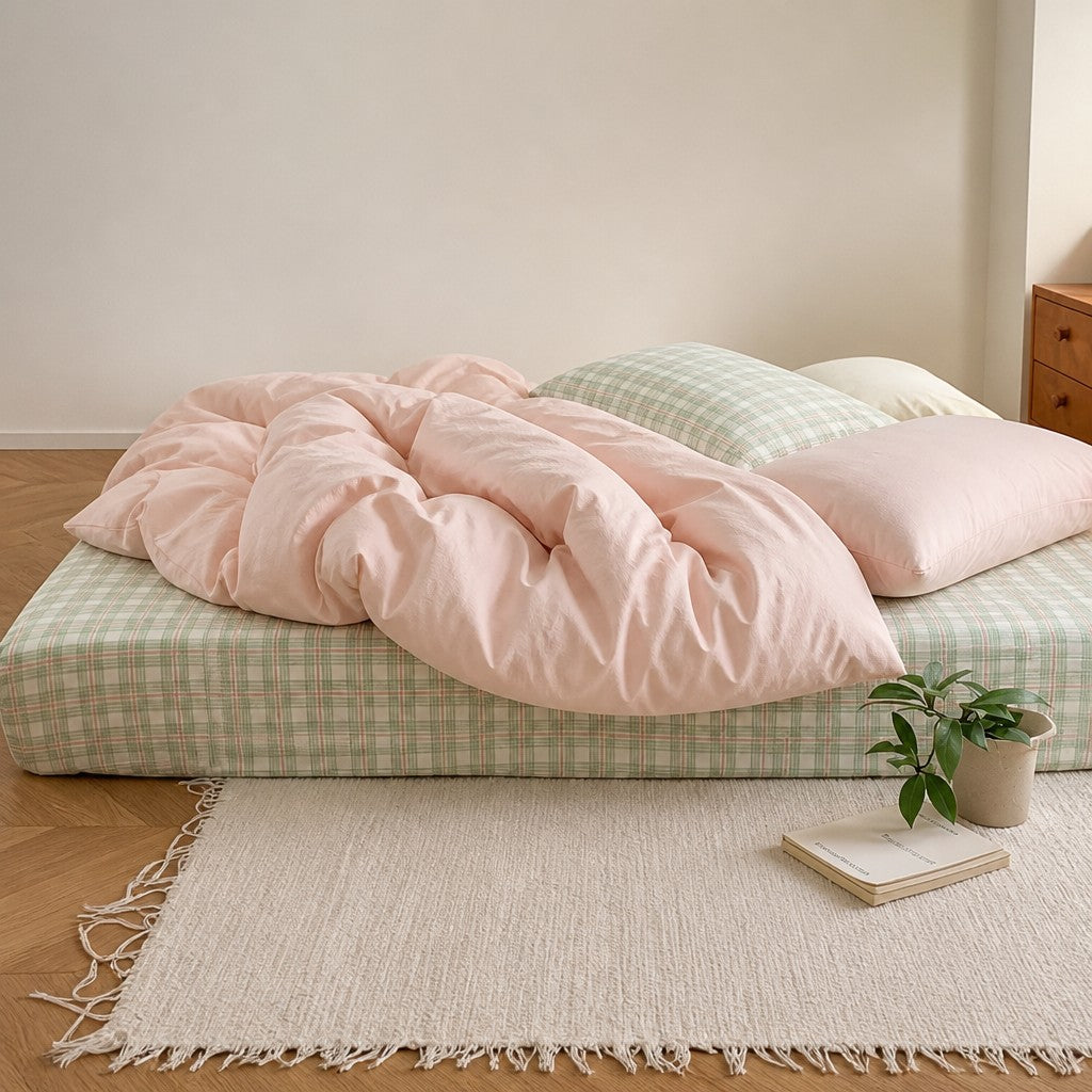 Vireza Green Plaid Pure Cotton Bedding Set G86