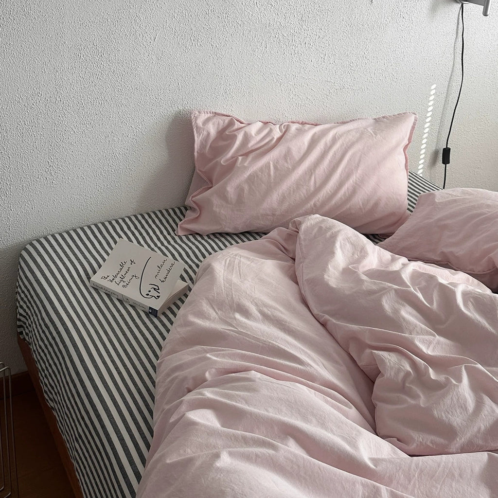 Vintora Blush Solid Pure Cotton Bedding Set for All Season Bedroom Decor G117