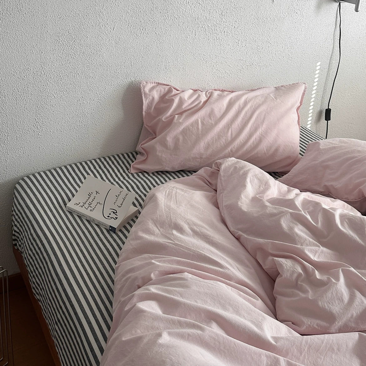 Vintora Blush Solid Pure Cotton Bedding Set for All Season Bedroom Decor G117