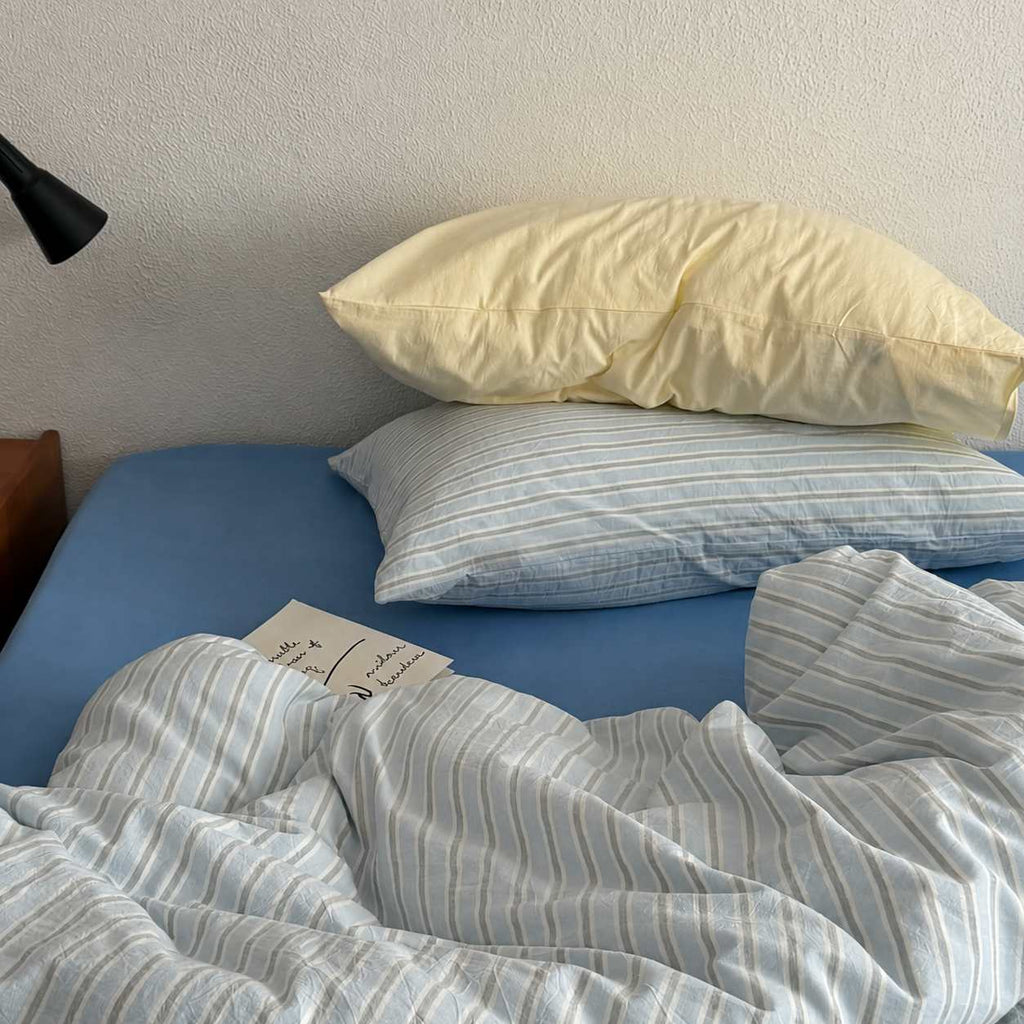 Vintora Scandinavian Blue Stripe Cotton Bedding Set G118