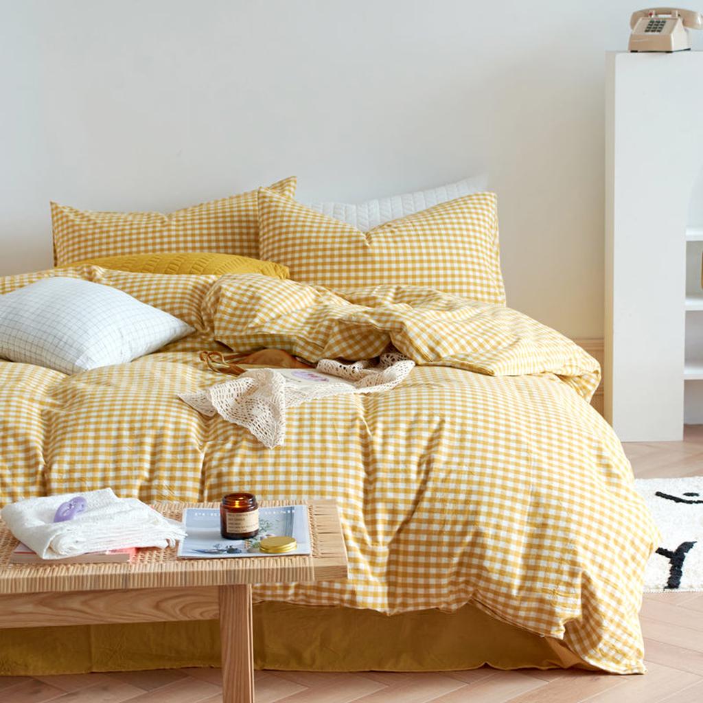 Cotton Small Gingham Duvet Cover - Blue