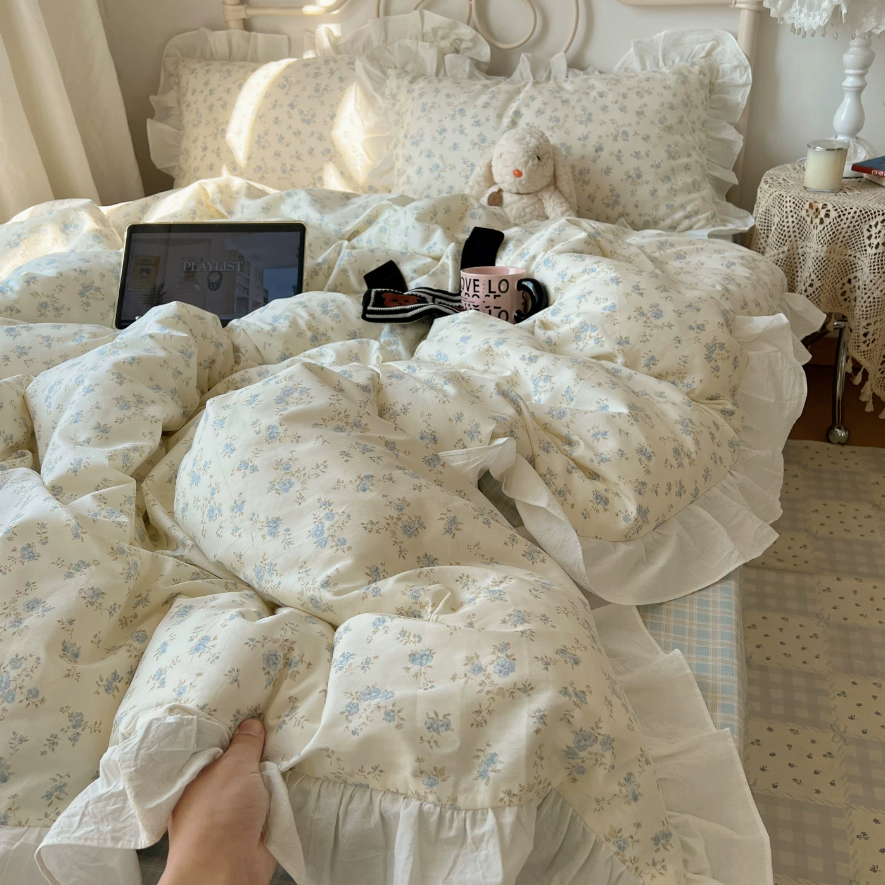 Roselle Floral Pure Cotton Ruffle Bedding Set G88