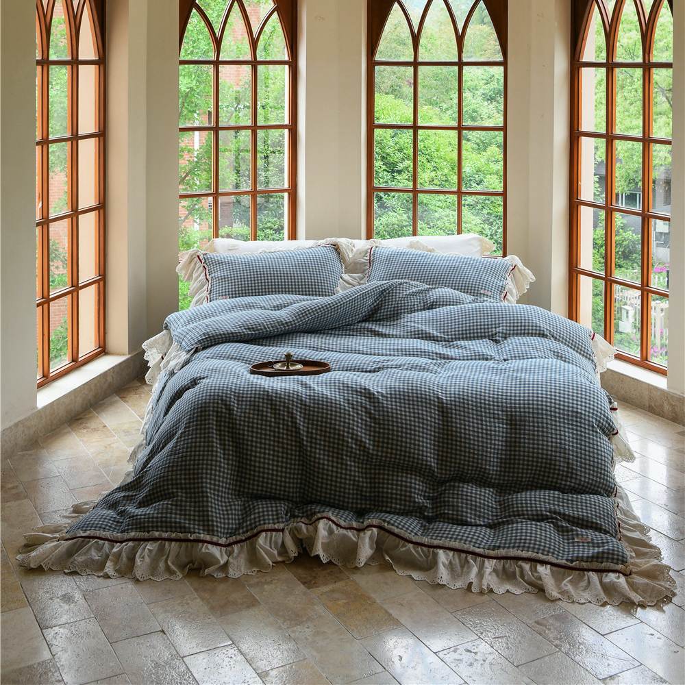Roselle French Cottage Double Gauze Cotton Ruffle Bedding Set G110