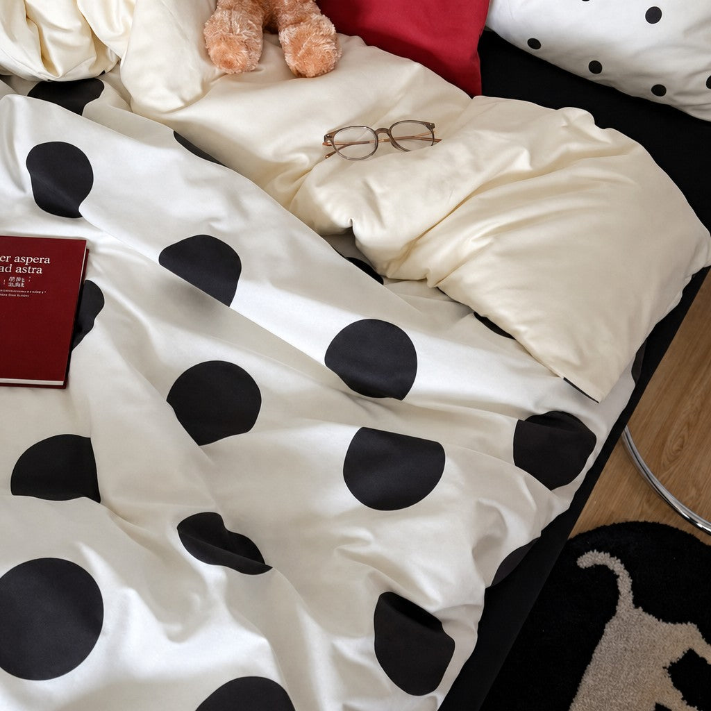 Vintora Relax Style Polka Dot Cotton Bedding Set for Master Bedroom and Dormitory G85