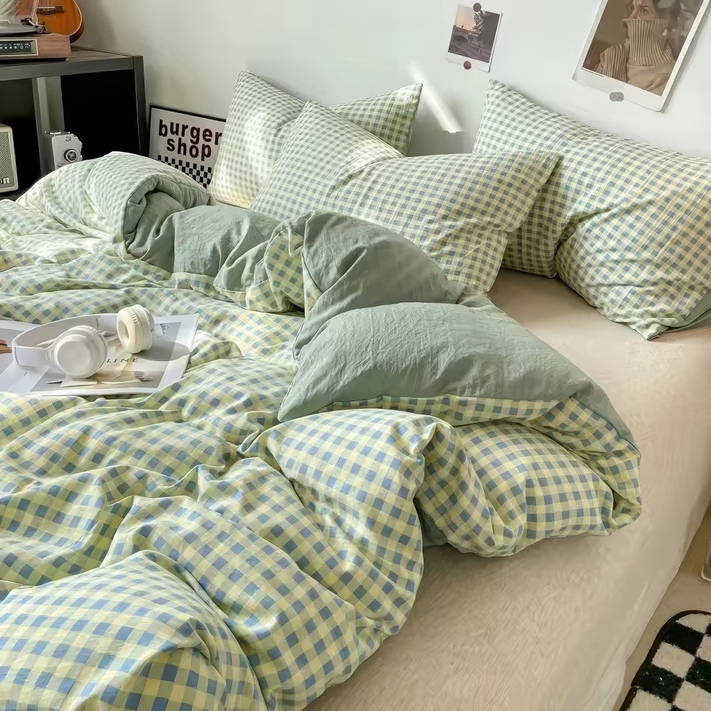 Pastel Gingham Bedding Set