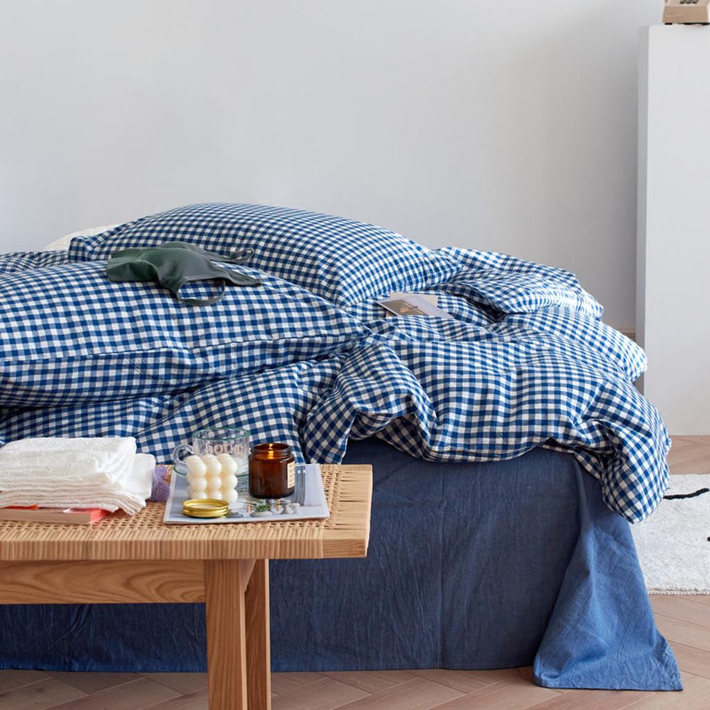 Cotton Small Gingham Duvet Cover - Red