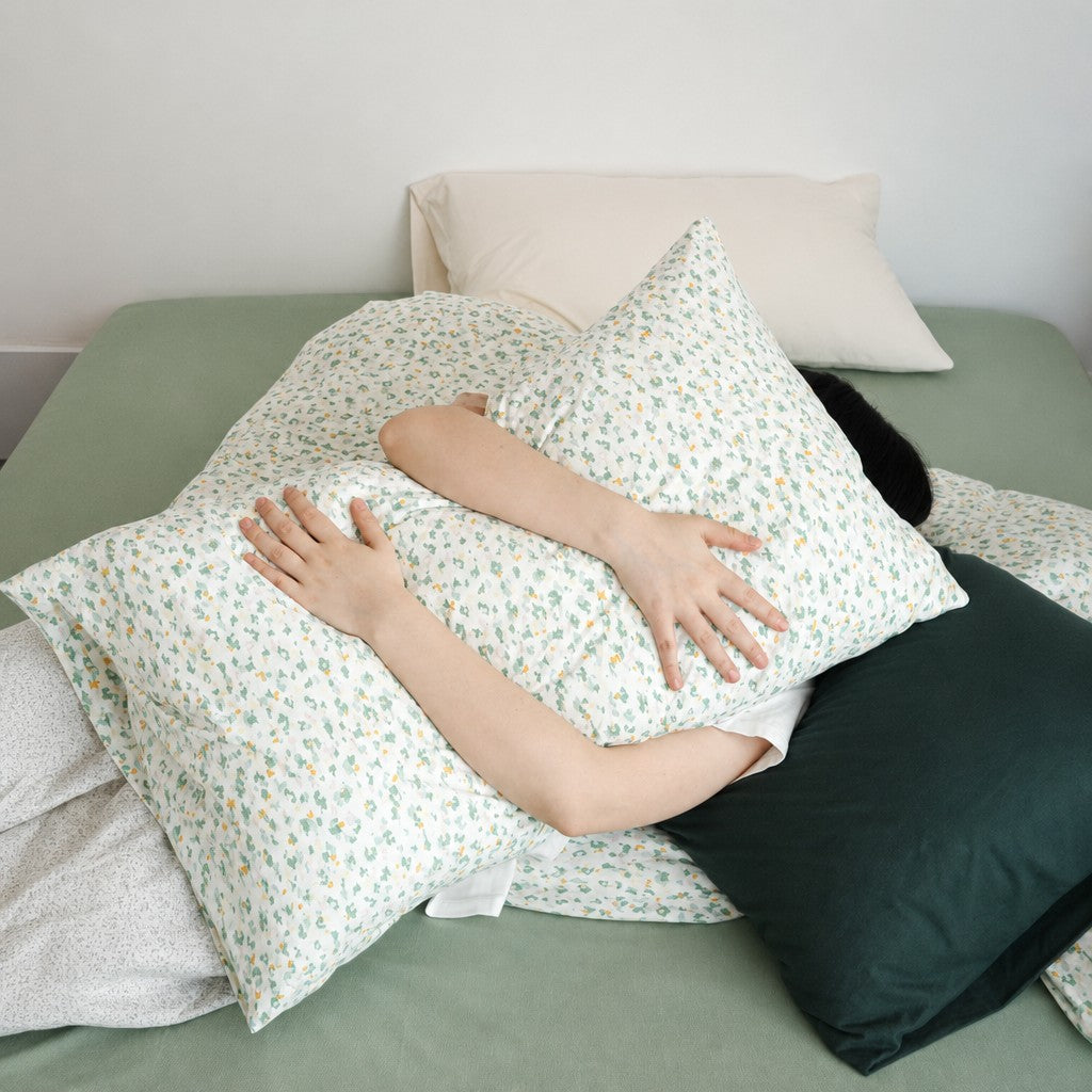 Roselle Green Floral Print Cotton Bedding Set