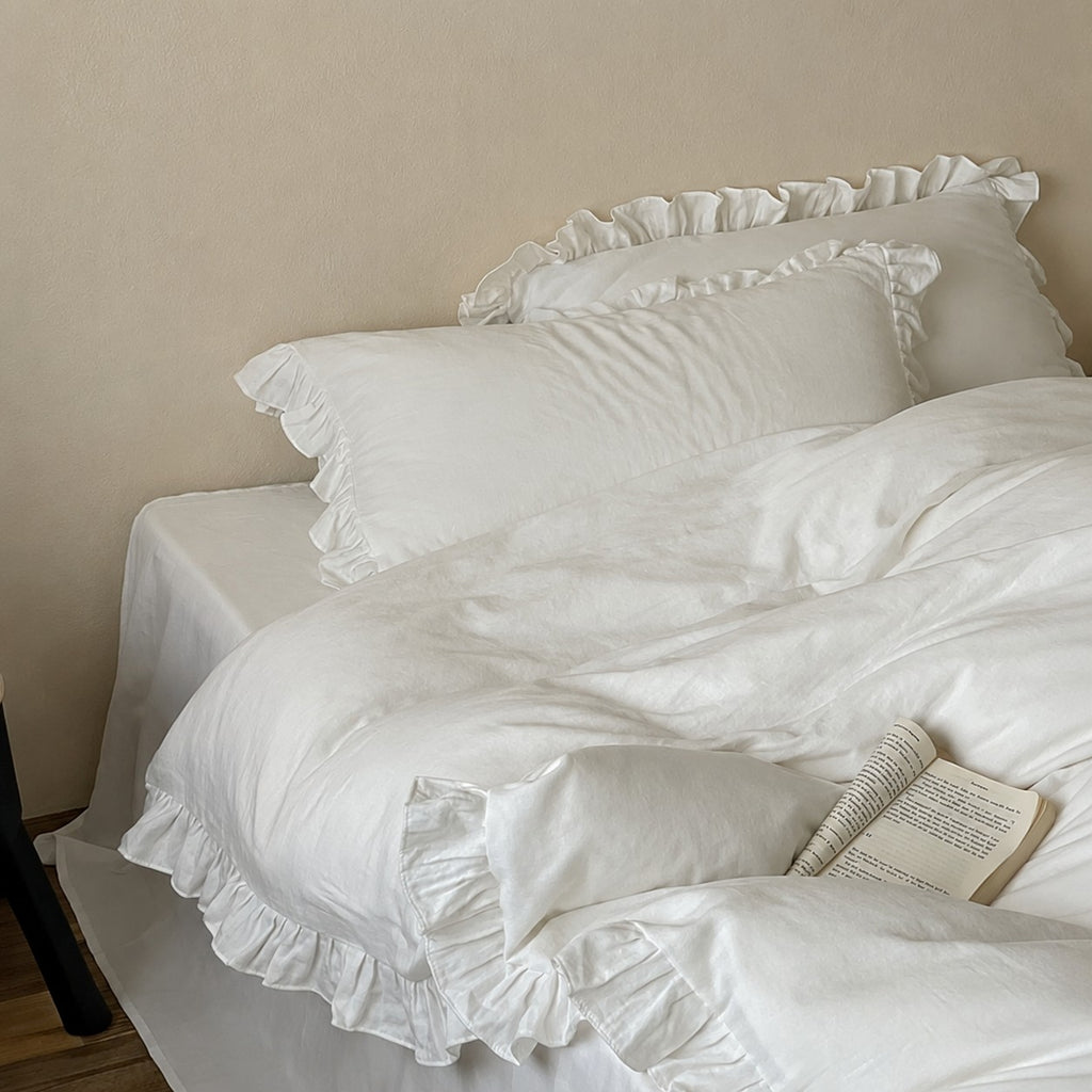 Roselle  Double Gauze Cotton Bedding Set with Ruffle Edge for All Seasons G111