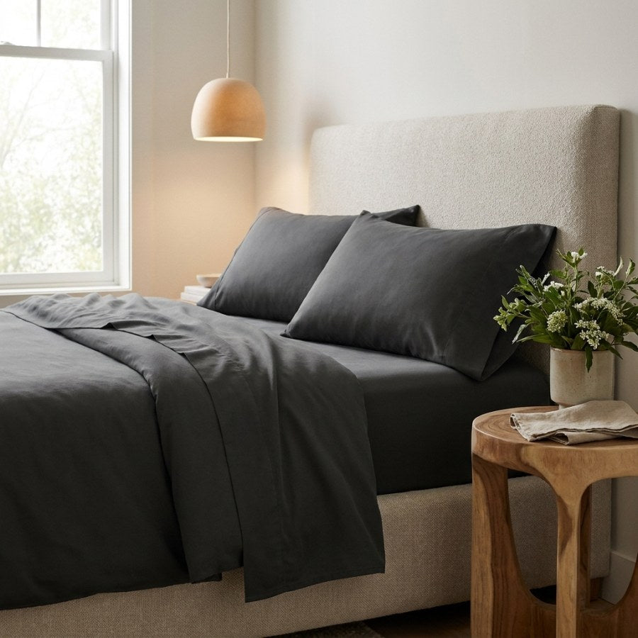 Qelune Bamboo Sheet Set – Cooling Organic Bamboo Bedding in Charcoal