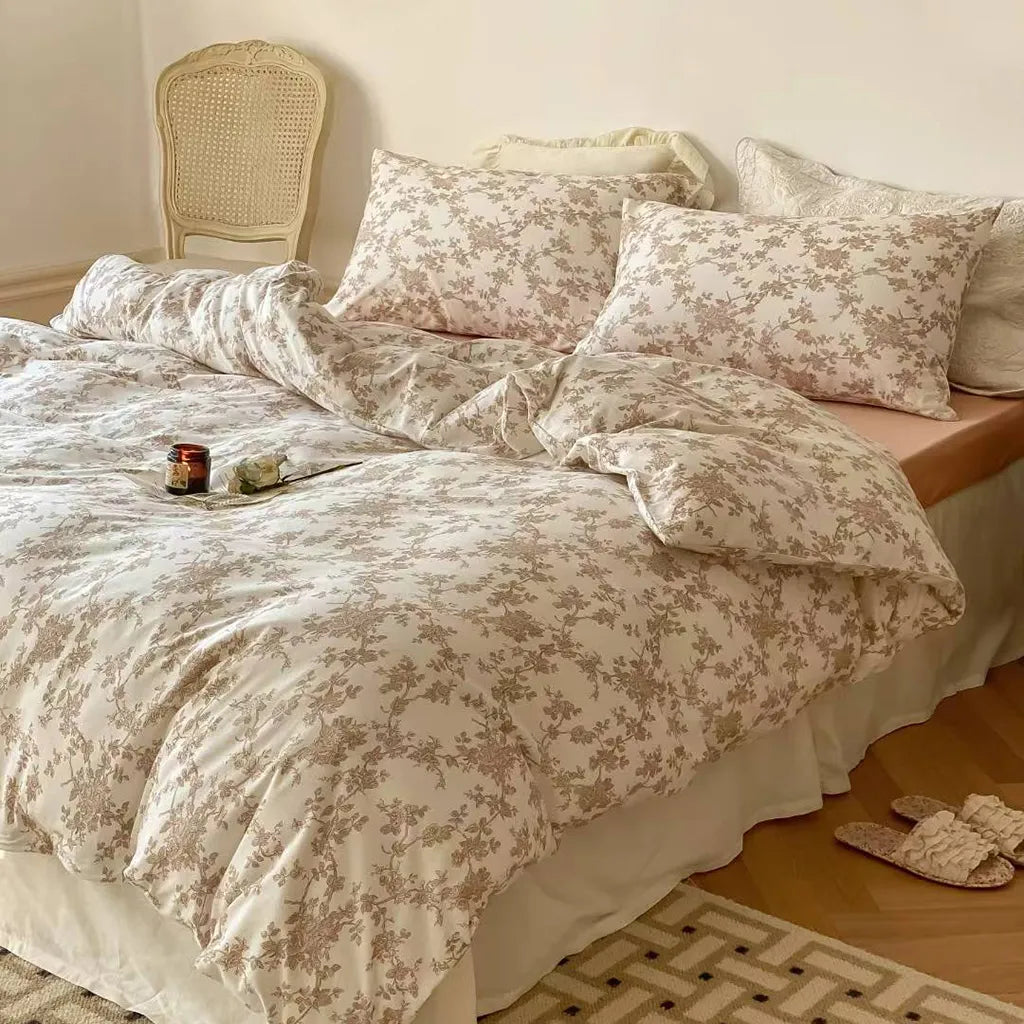 Toile Floral Cotton Bedding Set